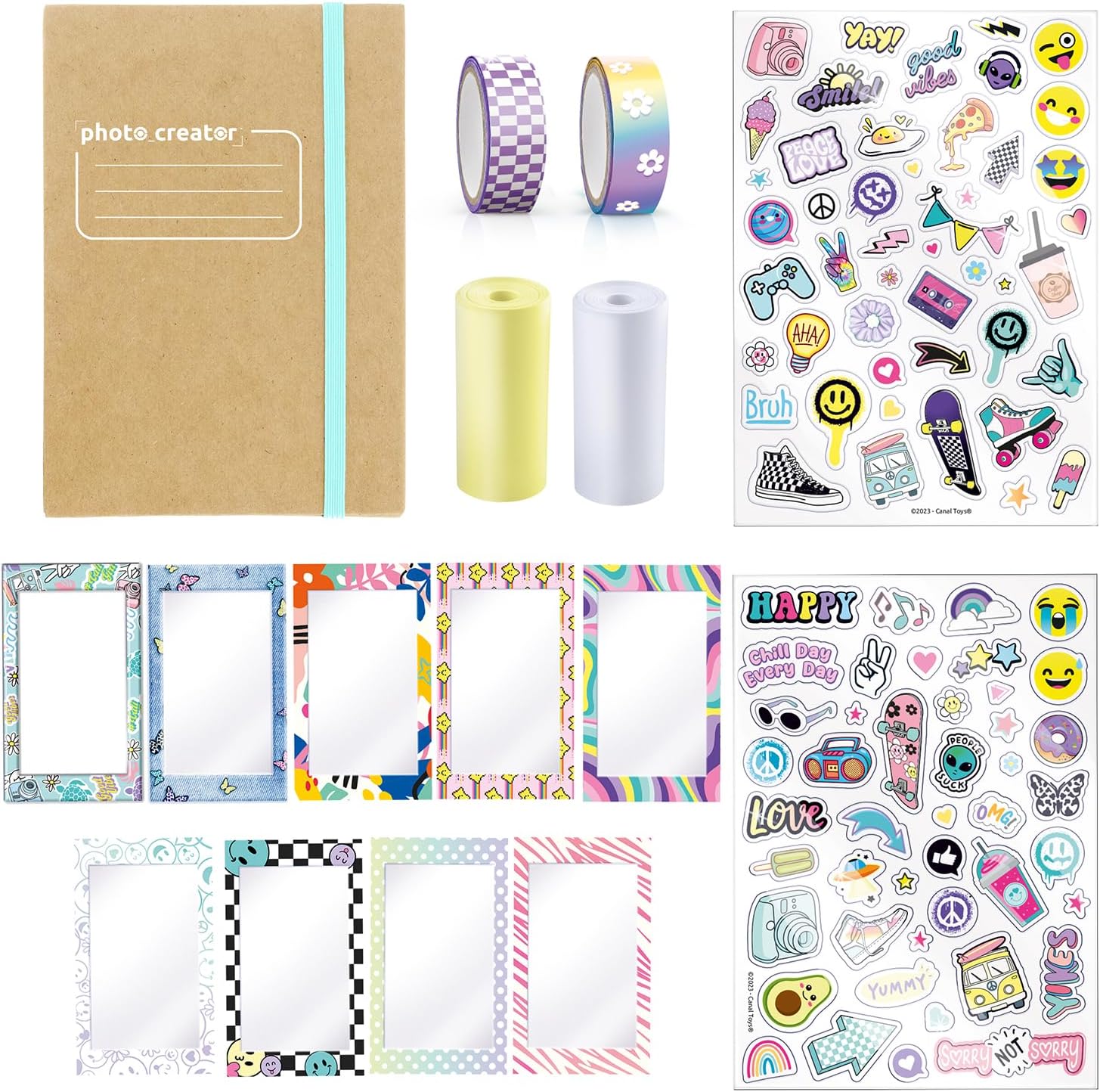 Canal Toys Photo Album Box Instant Printing Compatible Creator with 2 Rolls of Paper, 2 Sheets of Stickers and 20 Adhesive Photo Frames 007-Canal Toys, CLK 007, Multi-Coloured