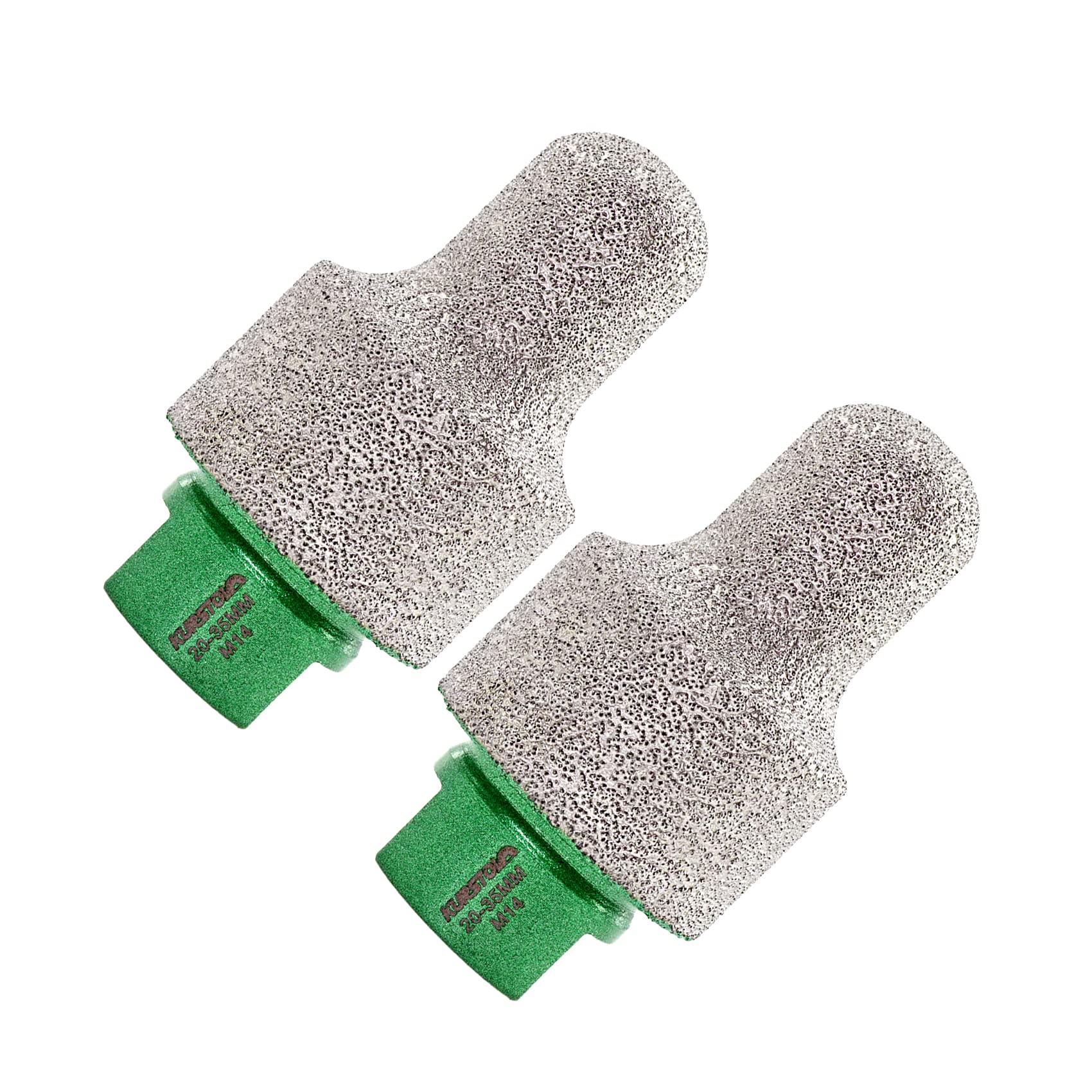 KURSTOL Diamond Finger Milling Bit - 2PCS Diamond Drum Wheel Dia 20-35MMxM14 Thread for Enlarging Shaping Round Bevel Existing Hole of Porcelain, Ceramic,Granite,Marble Round — image 1
