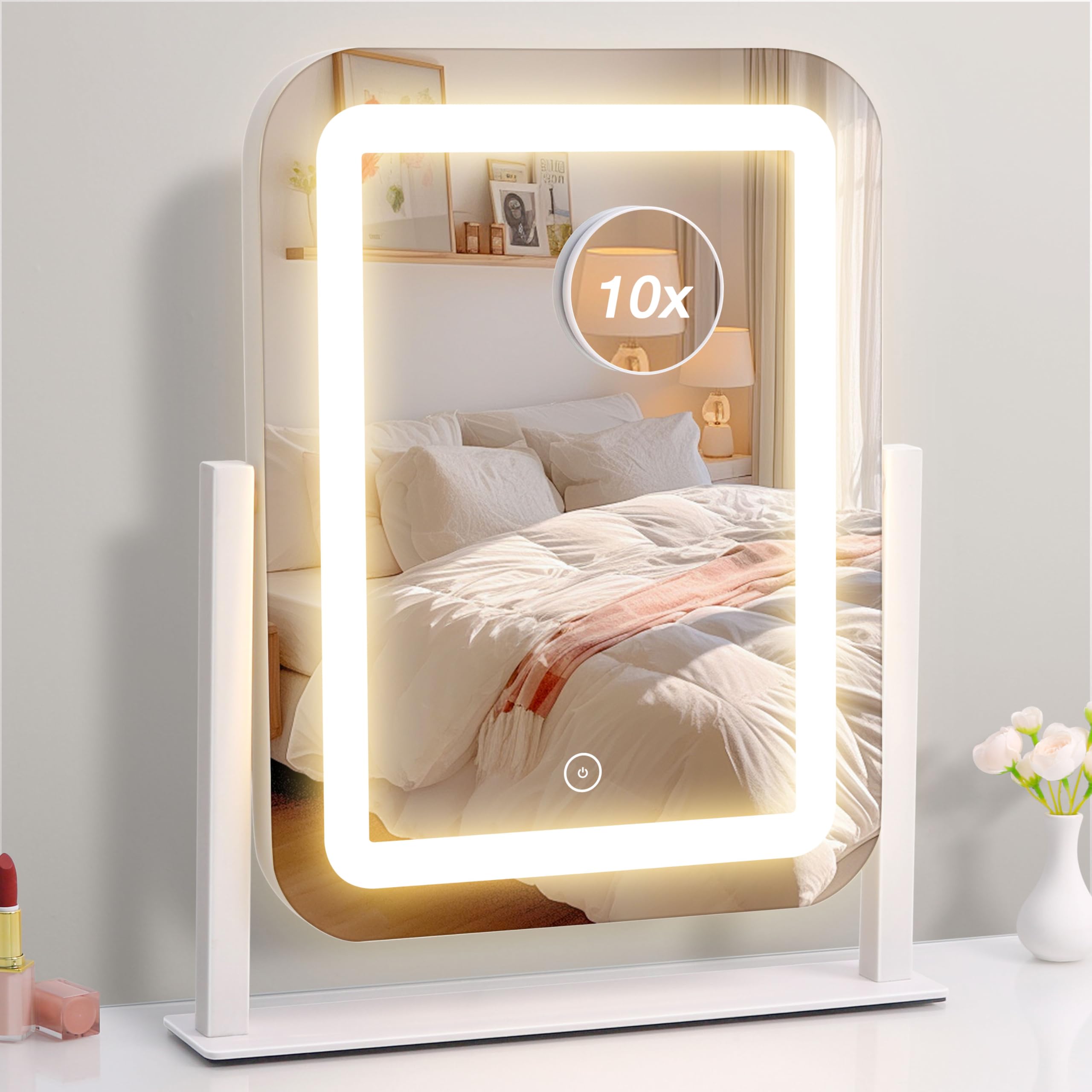 Miroir de courtoisie avec lumières LED pour coiffeuse de chambre