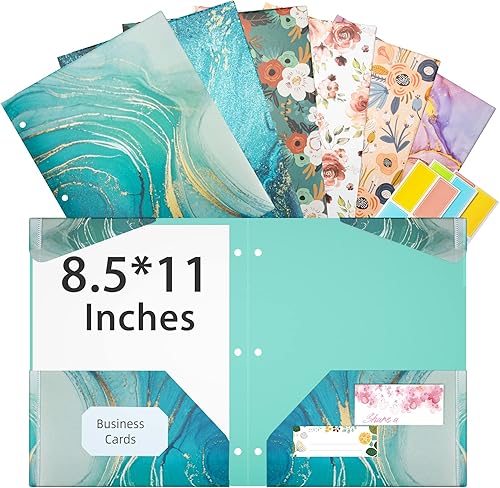 Ospelelf Carpetas con bolsillos carpeta de plástico impermeable con dos pestañas de esquina fijas y 2 bolsillos incluye ranura para tarjetas de