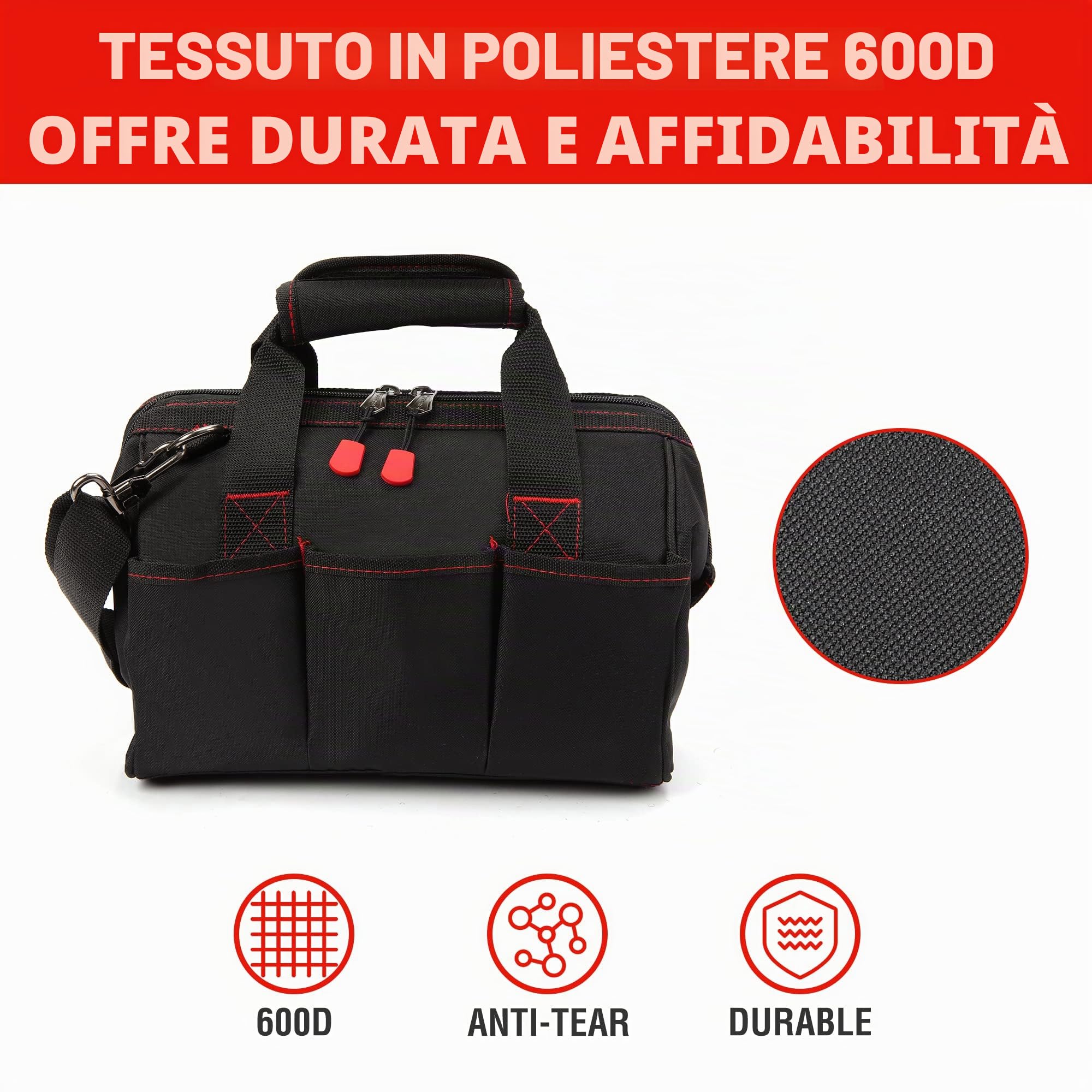 Workpro W081020 A Compact borsa porta attrezzi a bocca larga 30,5 cm