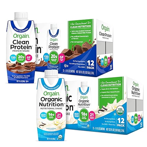 Orgain Batido nutricional orgánico, grano de vainilla dulce, reemplazo de comida, 0.63 onzas de proteína, 11 onzas, 12 unidades y batido de