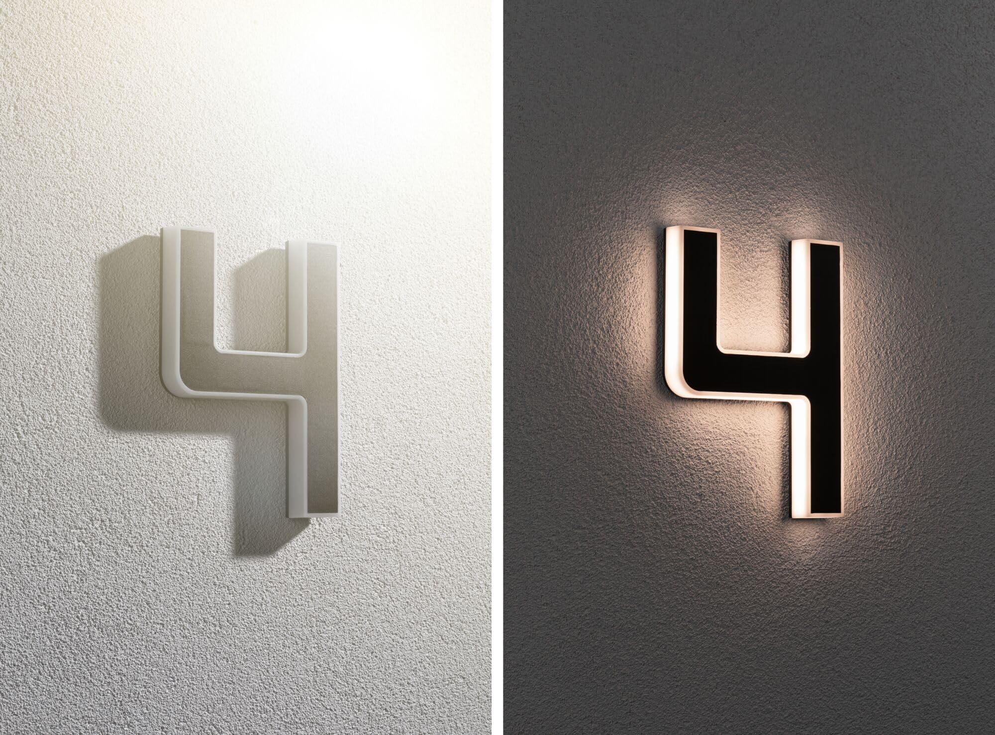 Paulmann 79845 LED Solar Hausnummer 4 IP44 Warmweiß Akku wechselbar incl. 1x0,2 Watt Solarleuchte Schwarz Solarlampe Kunststoff Solarlicht 3000 K