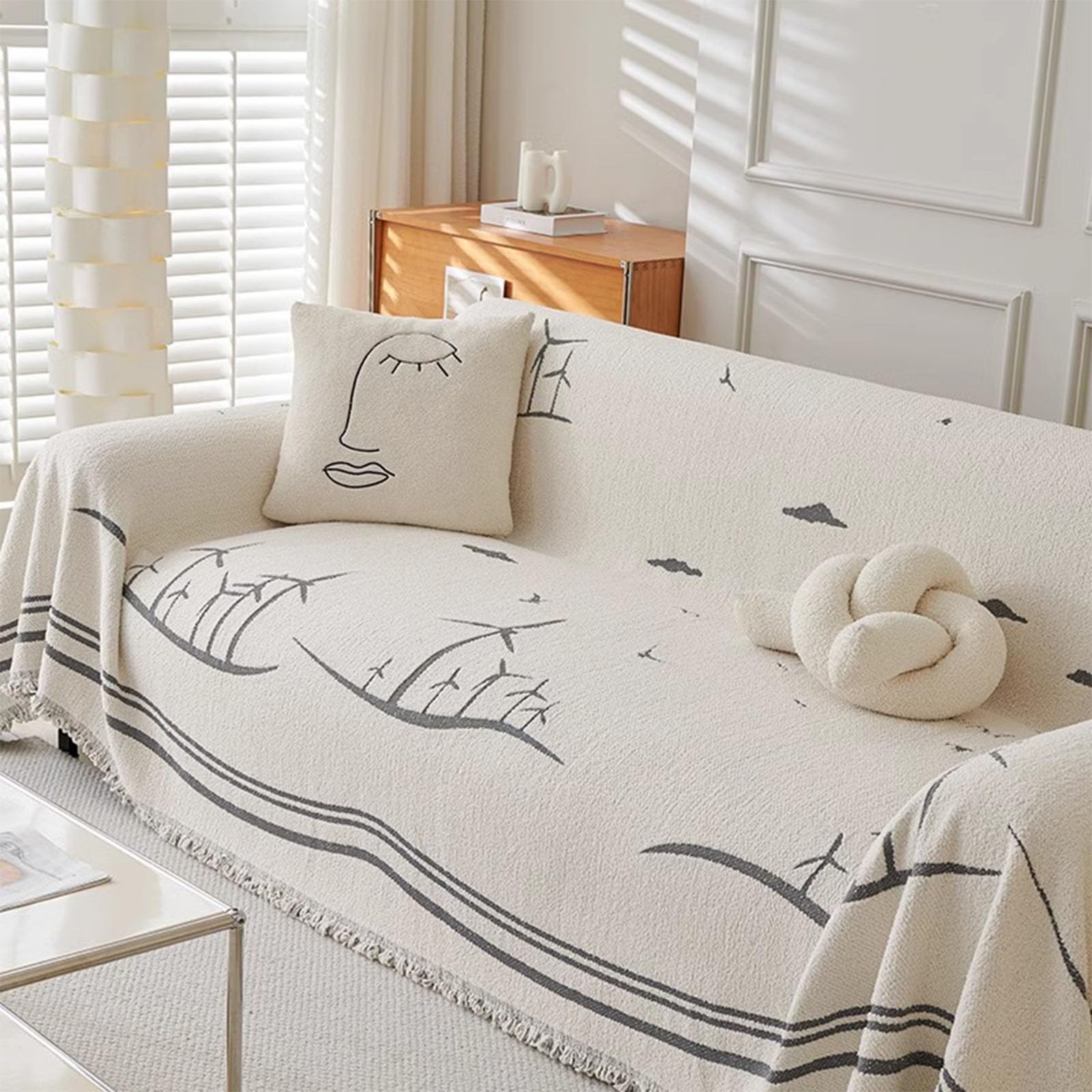 Housse de coussin de canapé en chenille pour grand canapé sectionnel en L et fauteuil 4 places