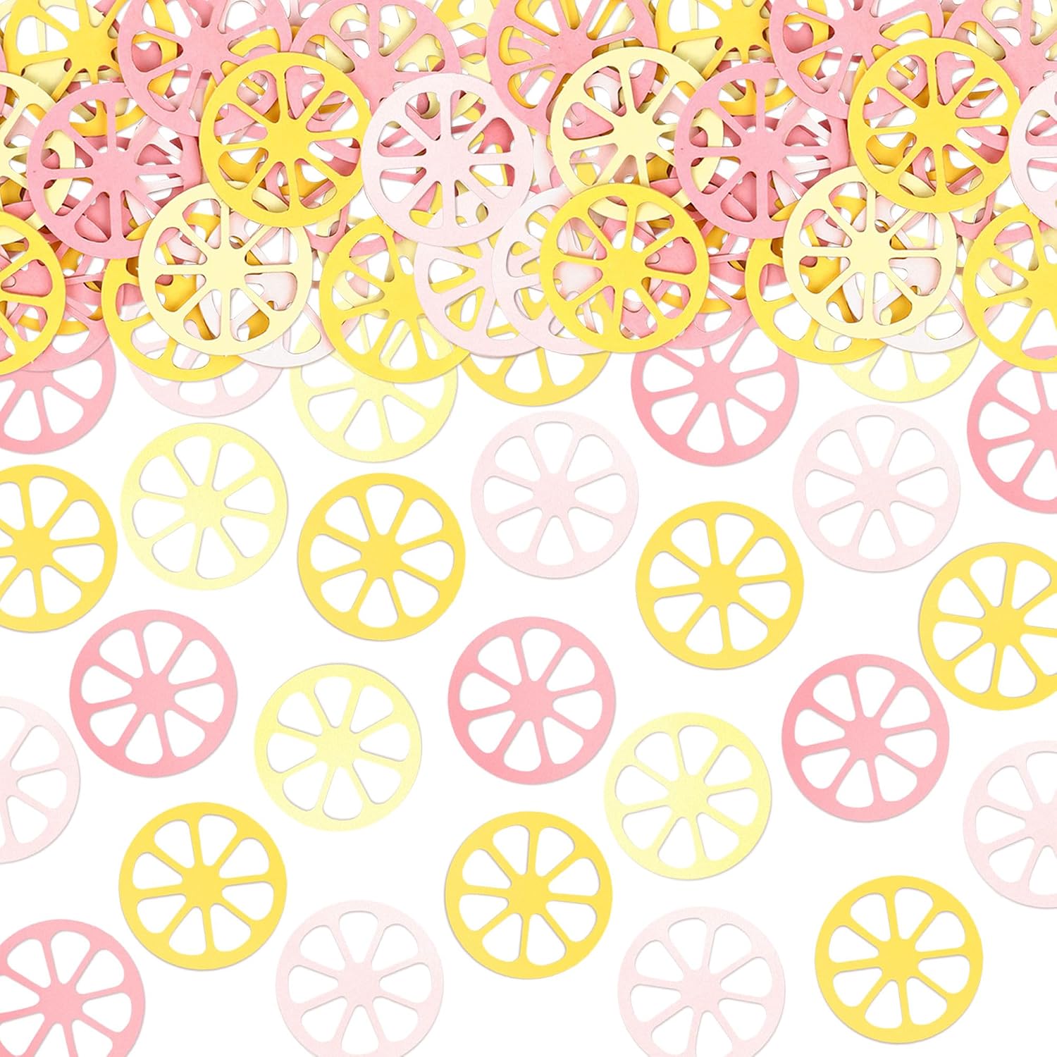 200Pcs Double-sided Pink Yellow Lemon Slices Confetti Lemons Fruit Table Decorations for Baby Shower Boys Girls Birthday Lemon Theme Bridal Shower Wedding Party Confetti