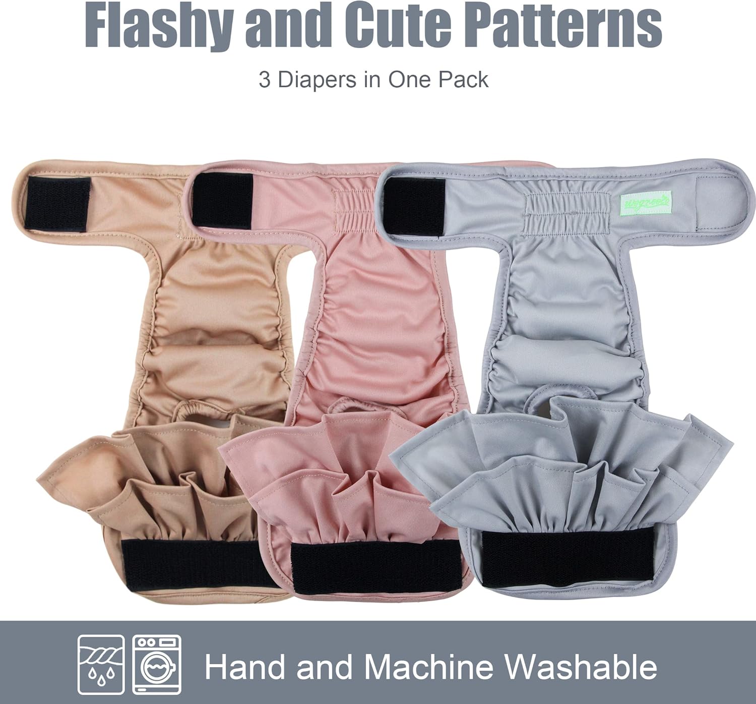 wegreeco Dog Diapers Female (3 Pack), Highly Absorbent Dog Diapers for Female Dogs Washable in Heat, Incontinence, or Excitable Urination (X-Large)