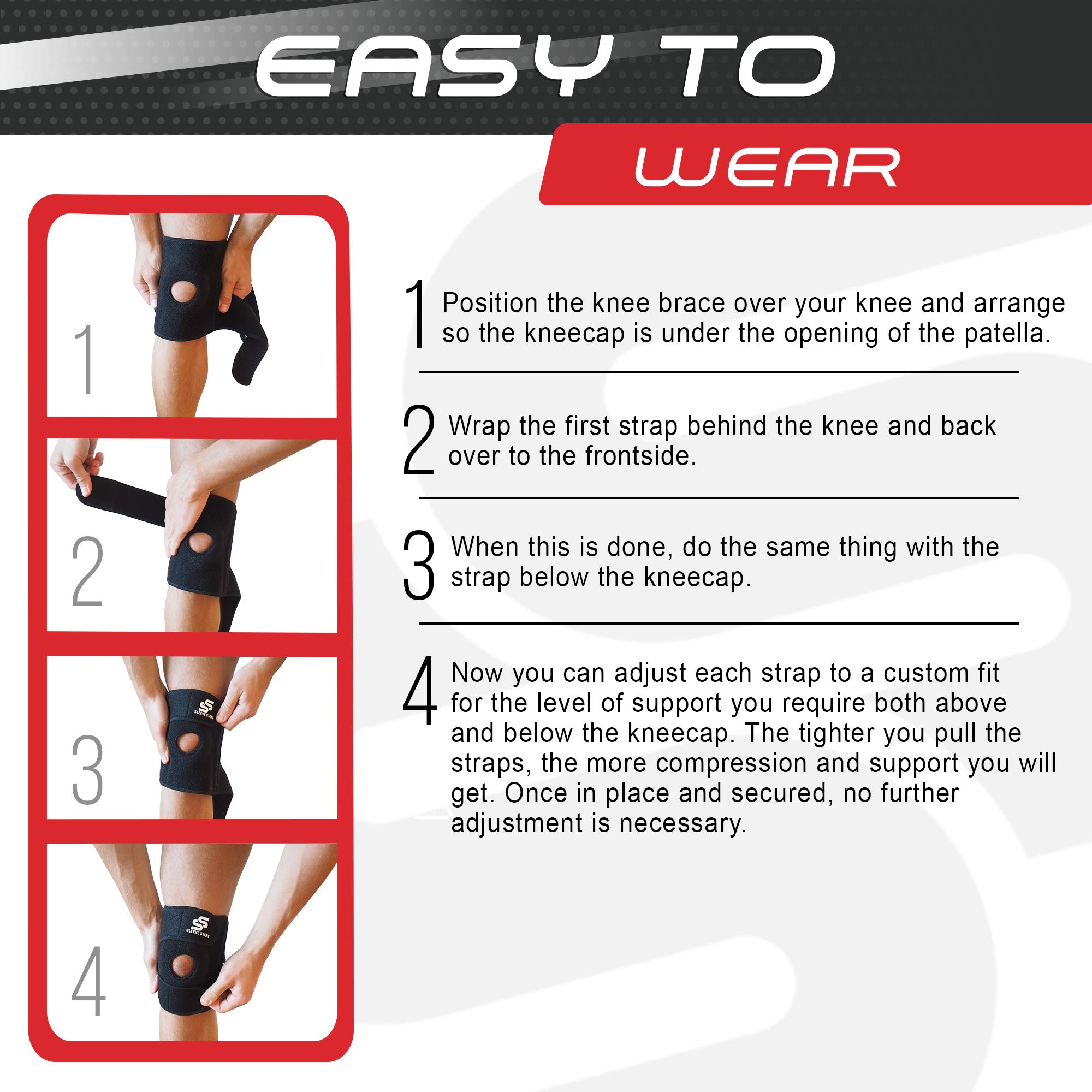 Buy Sleeve Stars Knee Brace & Knee Support for Women & Men, Knee Braces for Knee Pain, Knee
