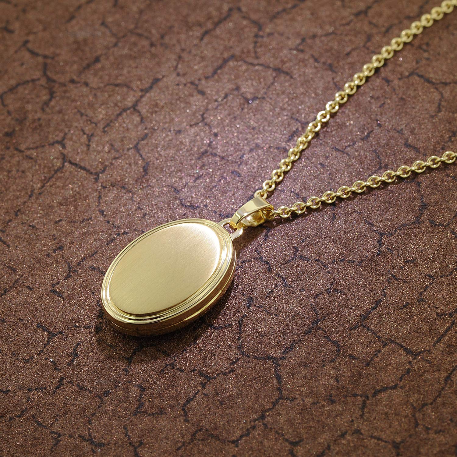 trendor Damen Medaillon mit Halskette Gold auf Silber 925 75745 | zauberhaftes Silber-Medaillon für Damen, zeitloser Silberschmuck für Frauen, tolle Geschenkidee