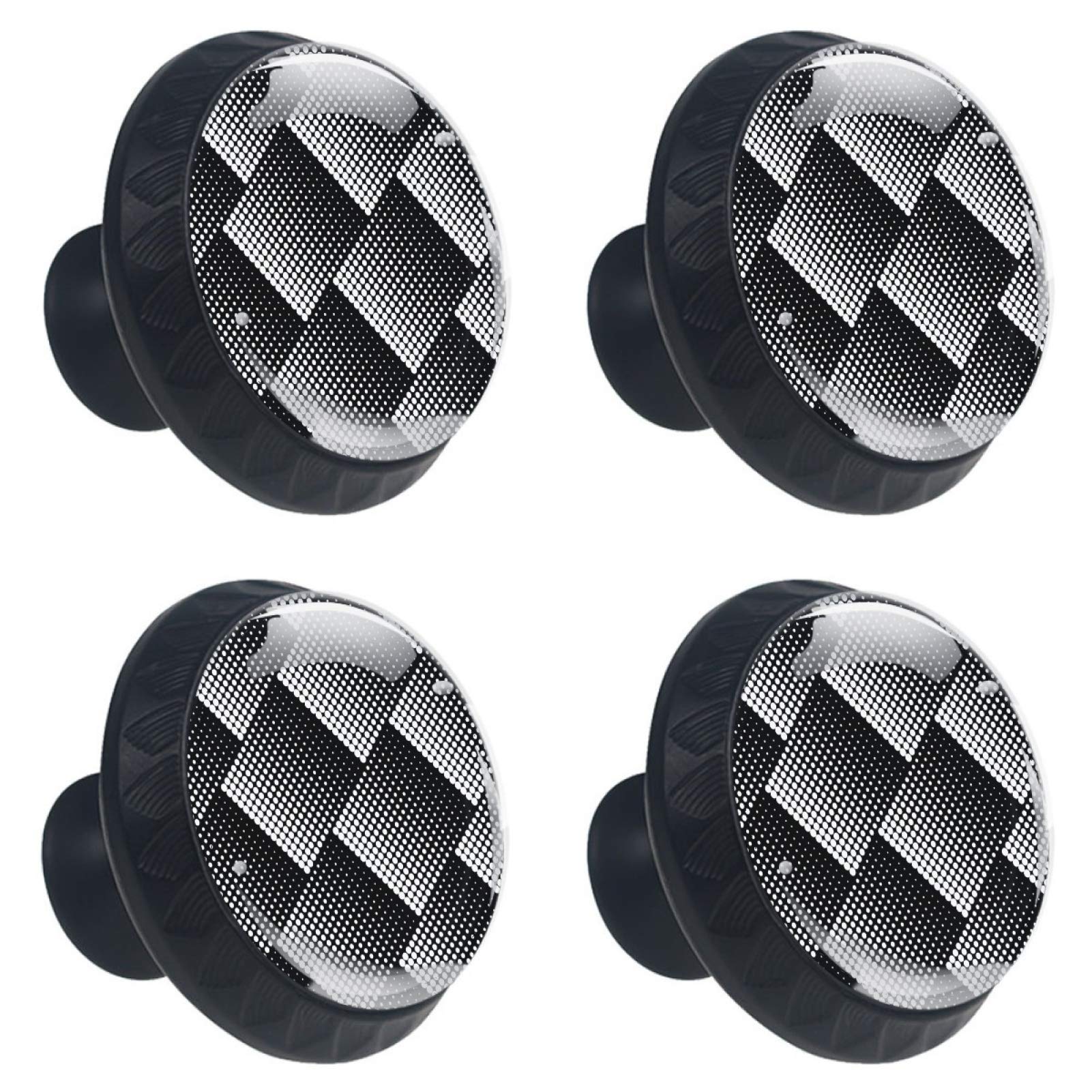 Boutons de tiroir demi-lune en verre pour remplacer vos poignées abîmées lot de 4 noir blanc