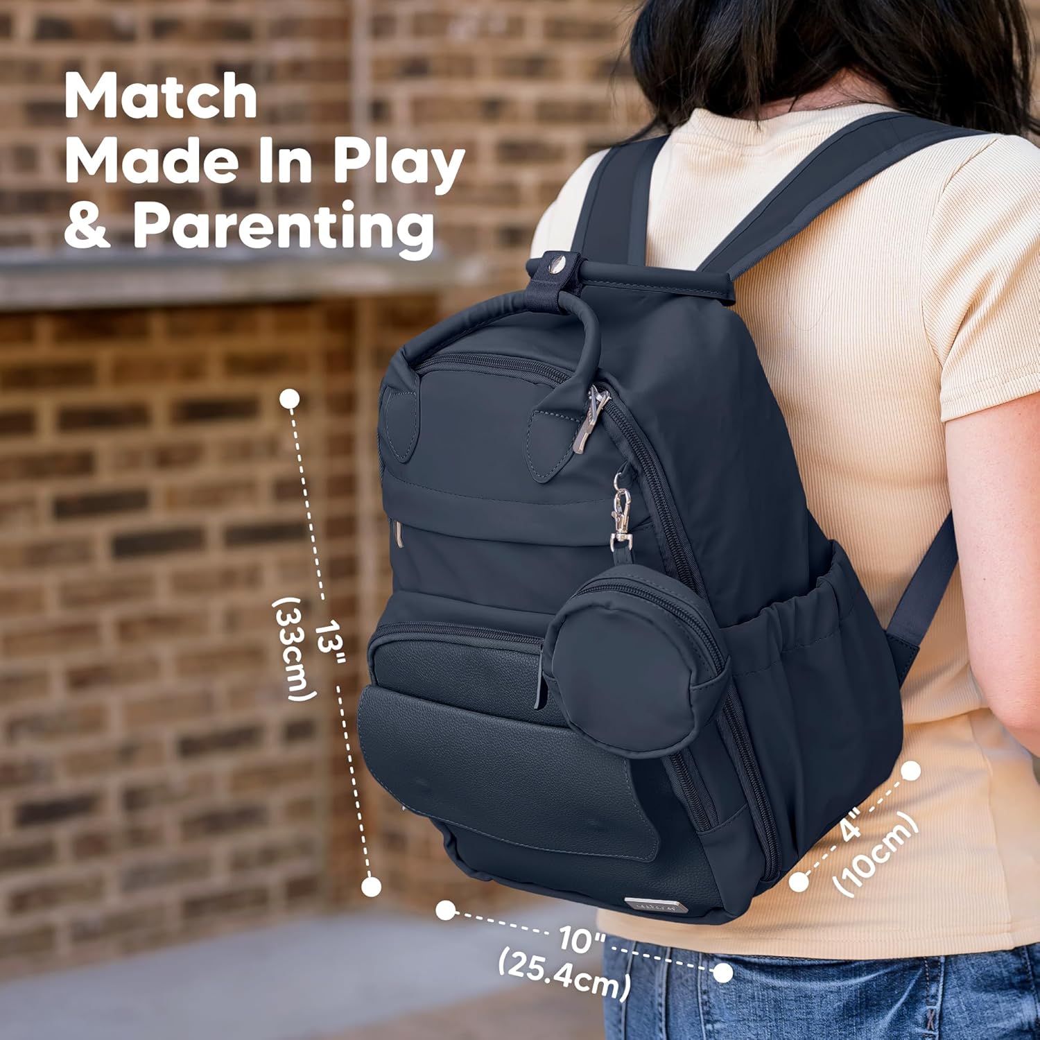 KeaBabies Diaper Bag Backpack - Small Multifunctional Travel Diaper Back Packs, Maternity Baby Changing Bags, 12L Capacity, PU Leather, Waterproof, Unisex, Nappy Changing Pad (Navy Blue, Small) - Image 6