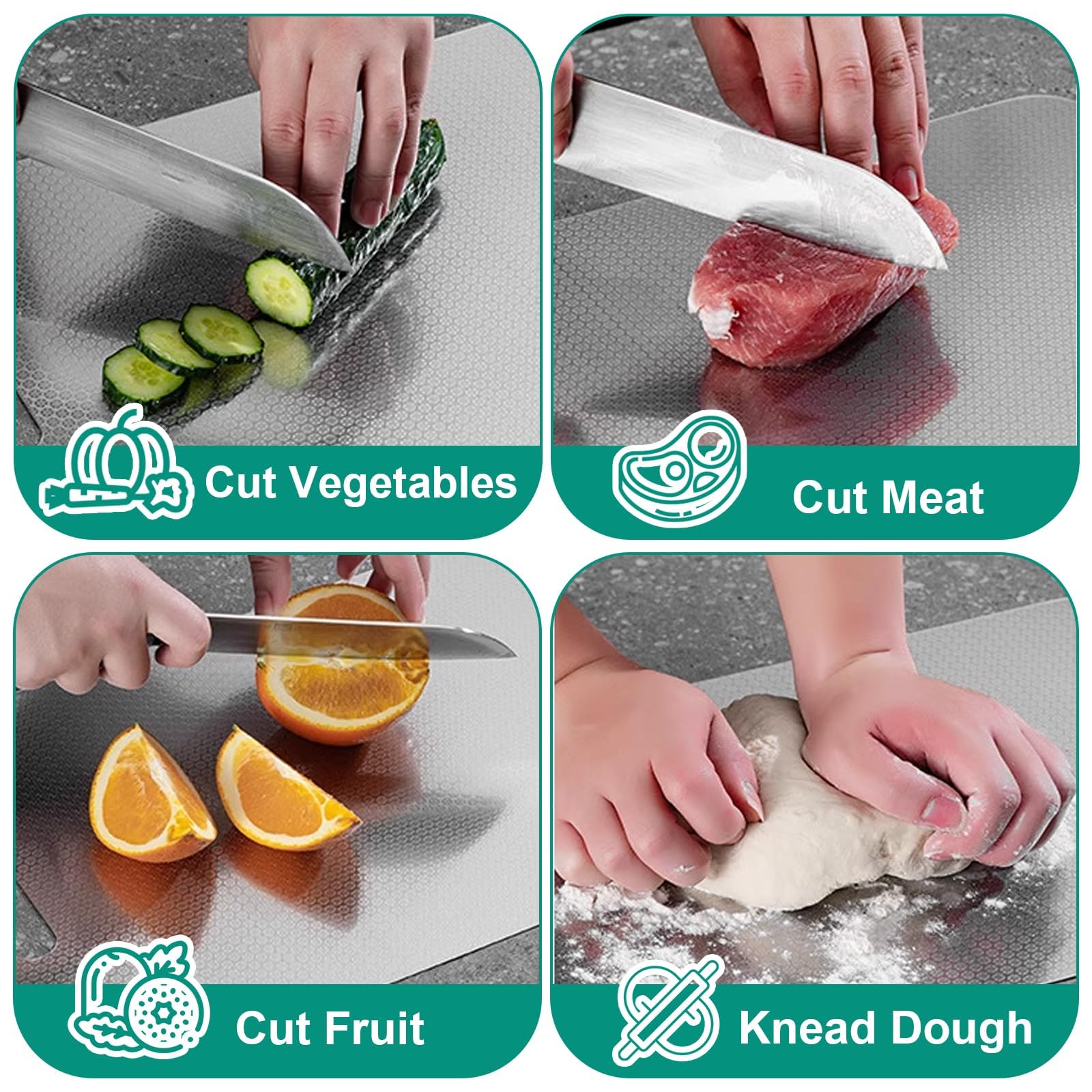 Set di 3 taglieri da cucina in titanio al 100% - nuova versione, resistente ai graffi, a doppia faccia, senza BPA - Scelta igienica e durevole per la cucina moderna