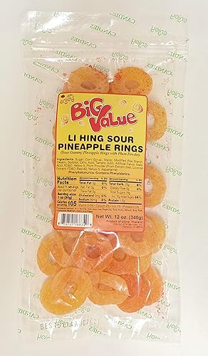 Li Hing - Anillos de piña agria, 12 onzas (11.99 oz), 1 paquete