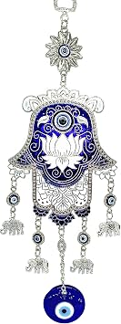 Turkish Blue Evil Eye Hamsa Hand Amulet Blessing Wall Hanging Decorative Charm -Retro Desgin -CL06