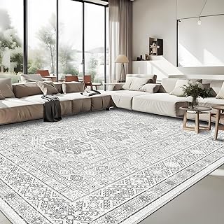 Washable Living Room Area Rug: 9x12 Large Super Soft Vintage Rugs Bedroom Oriental Indoor Rug Water Resistant Ultra Thin Carpet Non-Slip Backing Distressed Rugs for Kitchen 9x12 Grey
OEKO-TEX STANDARD
200