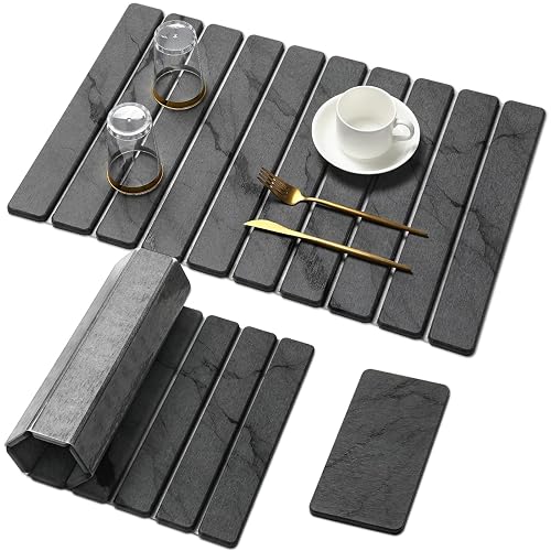 Linidcoud Large Stone Dish Drying Mat 24'x16' (Dark Gray)