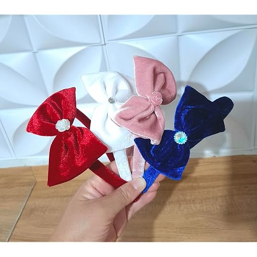 Kit 4 Tiaras Infantis com Laço, Cores Sortidas