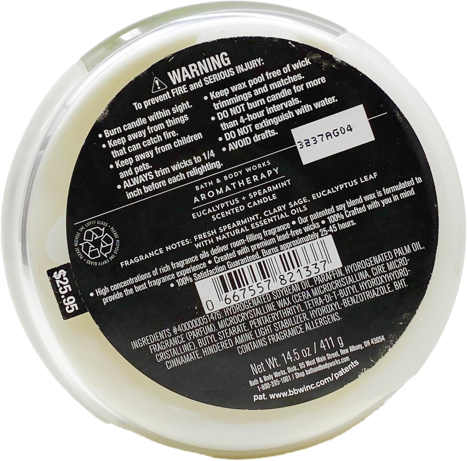 Bath & Body Works Aromathepray Eucalyptus + Spearmint Stress Relief 3 Wick Scented Candle with a Creamy Rose Bar Soap