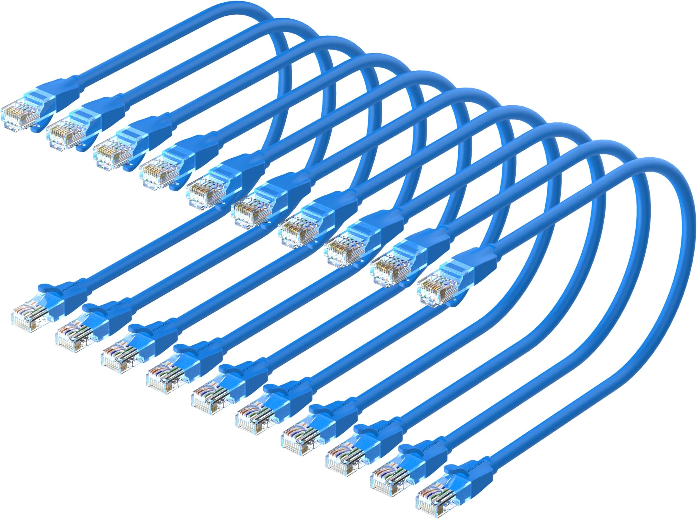 Vention Cat.6 UTP Patch Cable IBE series copper-clad Aluminum 1000Mpbs 250MHz Aluminum Foil PVC Jacket (0.5 M [X10], Cat.6 UTP, Blue)