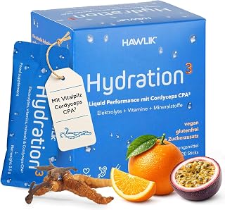 Hydration³ Elektrolyt-Drink mit Vitalpilz Cordyceps CPA³ - Mit frischem Orangen-Maracuja Geschmack - vegan, glutenfrei, koffeinfrei, ohne Zuckerzusatz - 20 Sticks