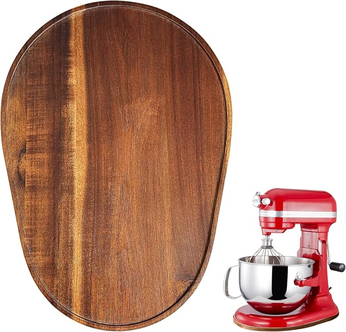 Acacia Wood Mixer Slider Mat for Kitchen Aid 4.5-5 Qt Tilt-Head Stand Mixer Kitchen Appliance Slider Tray Countertop Storage Attachments