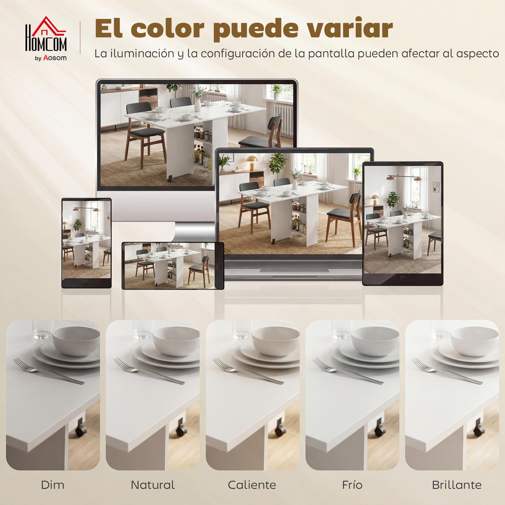 HOMCOM Mesa Plegable de Comedor Mesa de Cocina Plegable con Ruedas Alas Abatibles y Estantes para 4-6 Personas 75x140x74 cm Blanco