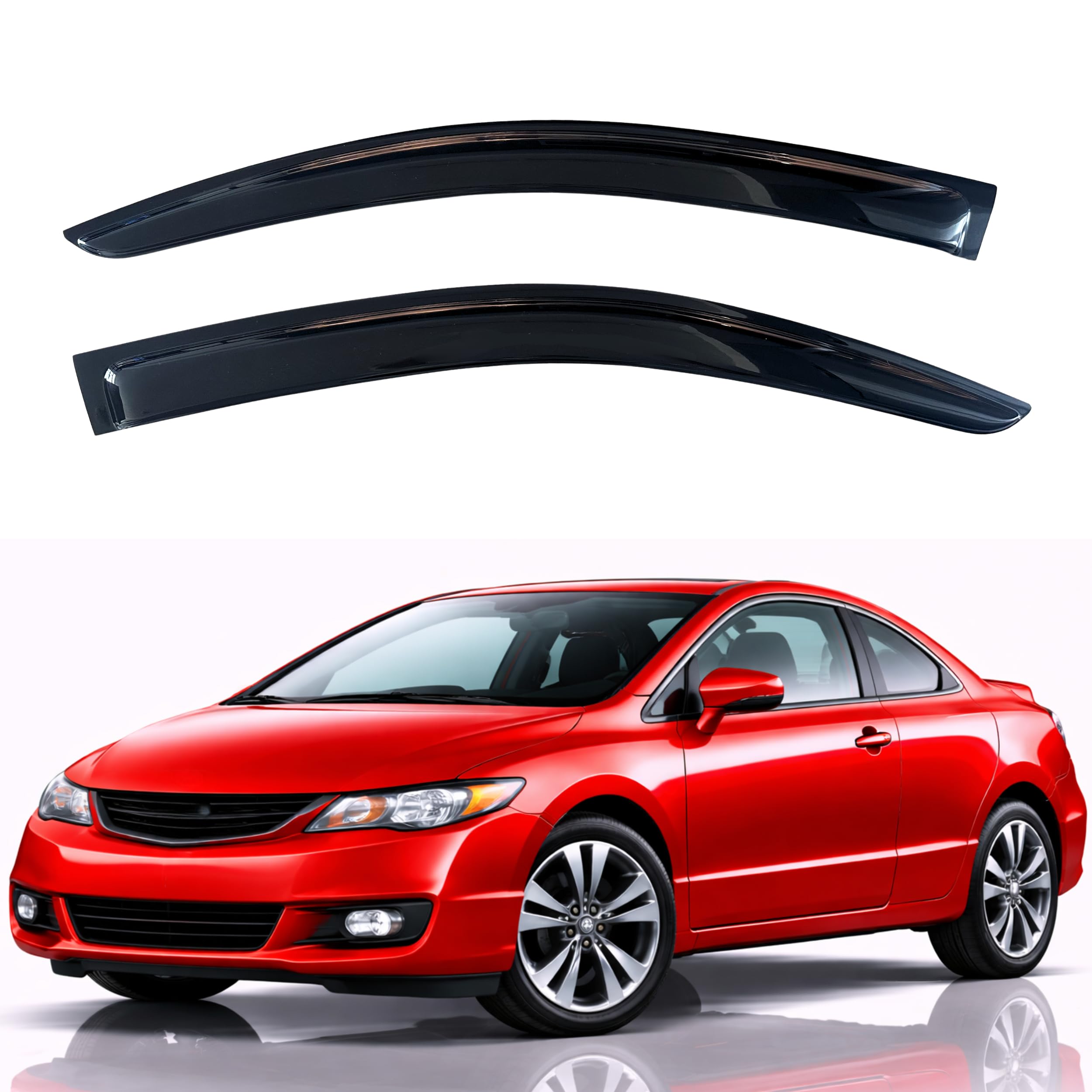 KPY Rain Guards Fit for 2006-2011 Honda Civic Coupe, Out-Channel Window Visors Vent Wind Deflectors 2PC, Car Accessories for 06-11 Civic Coupe (Coupe Only)