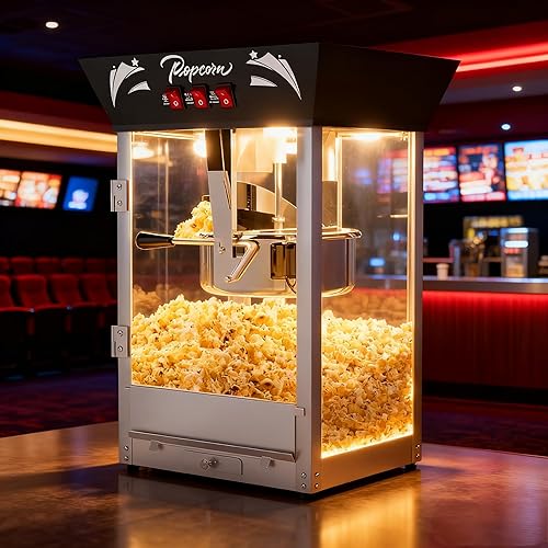 Miniatura 7 de Máquina comercial de palomitas de maíz de 12 onzas, 850 W, máquina de palomitas de maíz de cine, máquina de maíz de mesa negra con control de 3