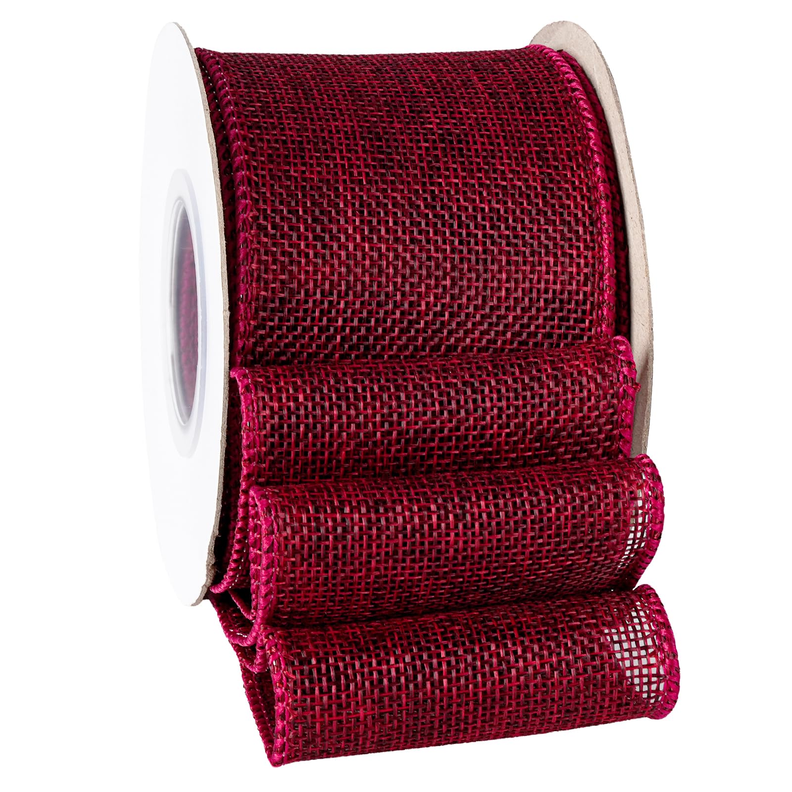 Burgundy Burlap Ribbon 2-1/2 Inch, Dark Red Solid Ribbon with Wired Edge for Big Bow, Wreath, Christmas Tree, Outdoor Decoration, 10 Yards/Roll. โ image 1