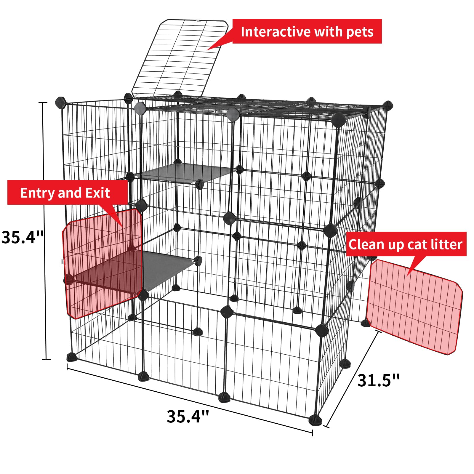 Oneluck 3-Tier Cat Cages - DIY Cat Playpen -7