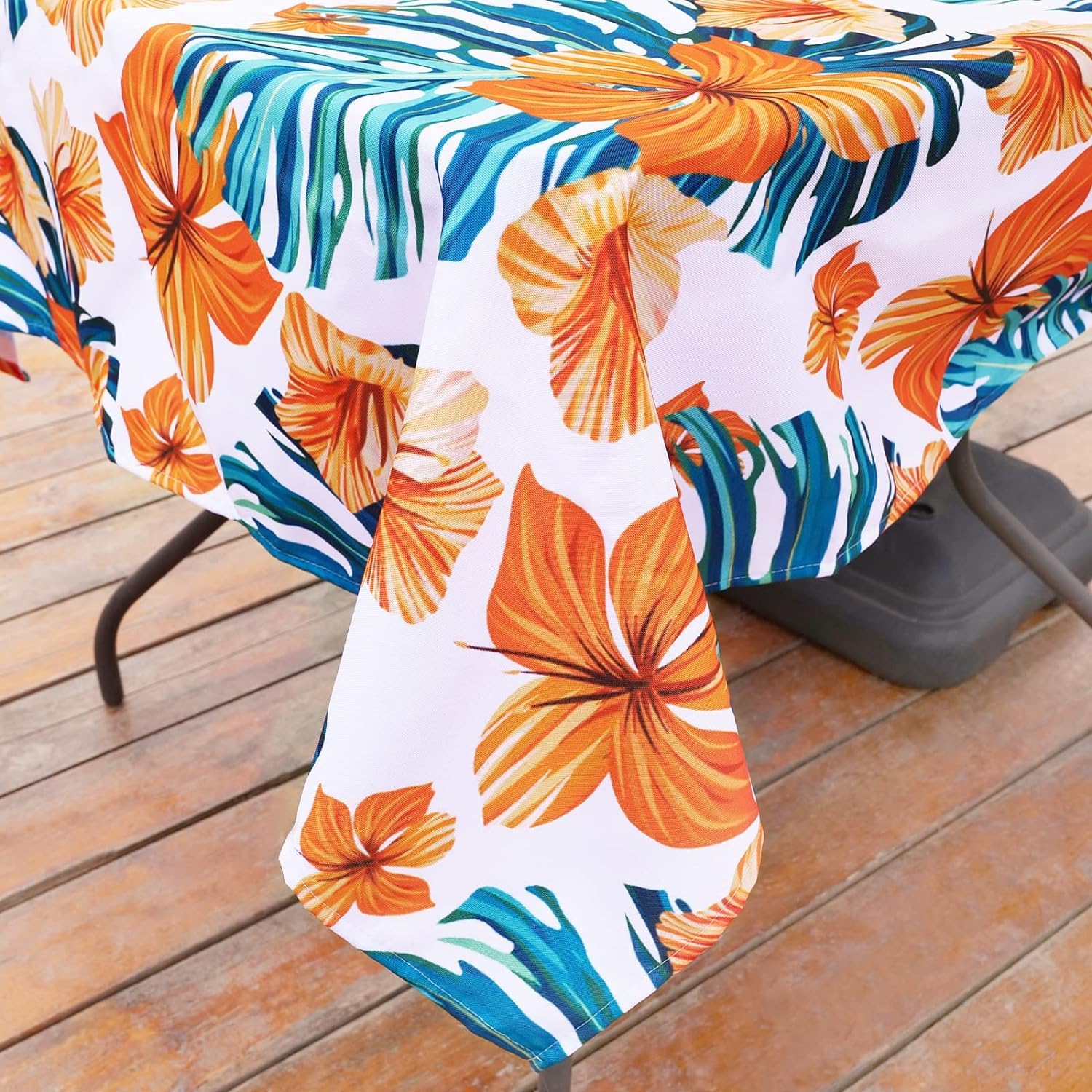 Eternal Beauty Rectangle Indoor & Outdoor Splashproof Tablecloth with Umbrella Hole and Zipper for Patio Garden Party and BBQ (152x231 cm,Zippered - Image 3