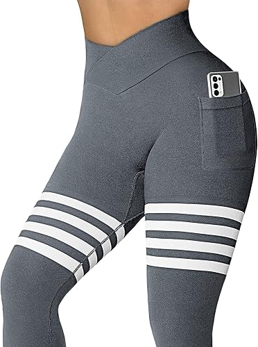 Miniatura 3 de DREAMOON Leggings cruzados sin costuras con levantamiento de glúteos para mujer pantalones de yoga de cintura alta pantalones de gimnasio