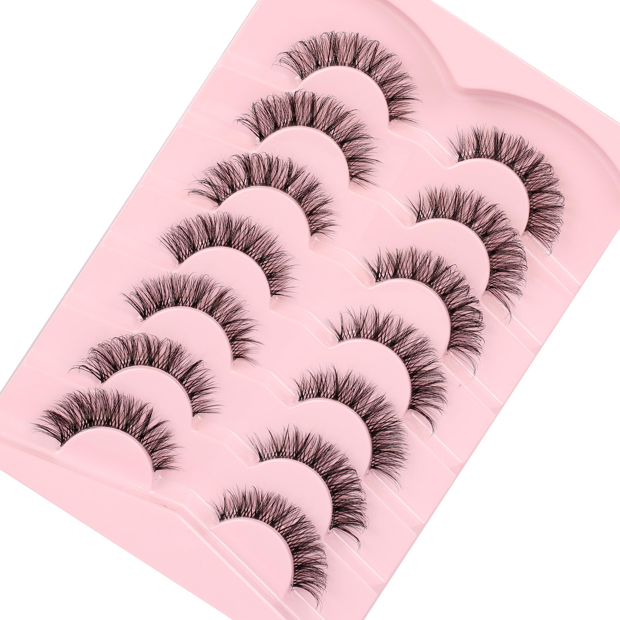 False Eyelashes 6D Lightweight Natural Comfortable Demi Wispy Cat Eye Lashes Clear Band Daily Eyelashes Strips Fluffy Soft Faux Mink Strip 7 works Lashes Fake Eyelashes Packs by Himirell - Image 3