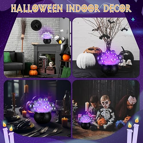 Miniatura 6 de Juego de 33 piezas de caldero de burbujas de Halloween, 30 bolas de plástico transparente, cadena de puntos de pegamento de algodón ligero, puntos