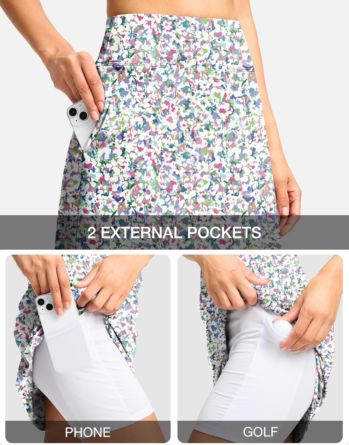 Viodia 18" Skorts for Woman with Pockets High Waisted Golf Tennis Skirts Knee Length Long Skort for Women Dressy Casual - Image 4