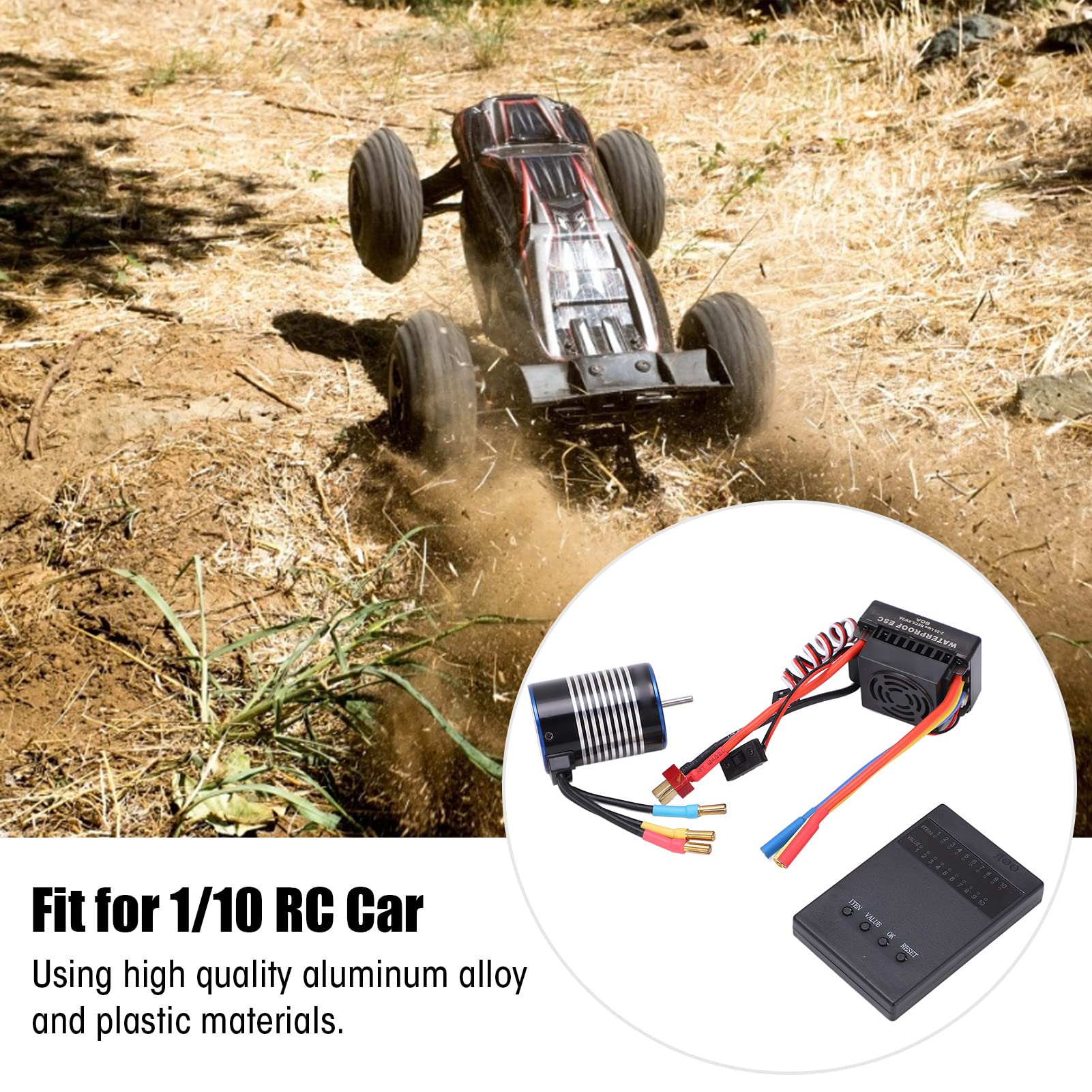 Juego de motor 3650 3500KV Kit de control de velocidad de alto rendimiento sin escobillas para coche RC Plata Negro