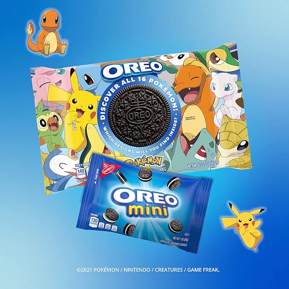 Oreo Pokemon Themed Chocolate Sandwich Cookies + Bonus Mini Snack Pack, 15.25 Fl Oz, 4 Count
