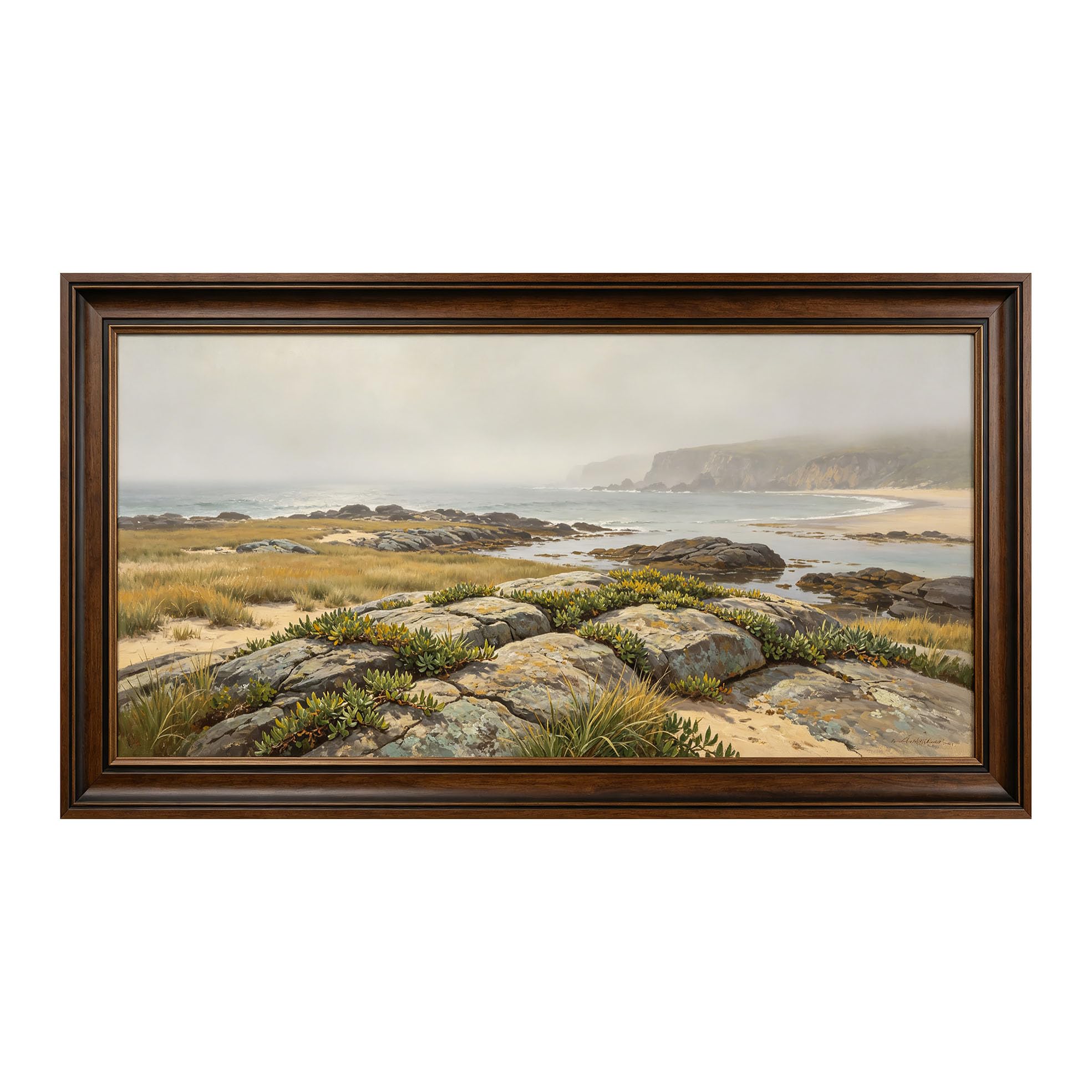 Yzpallescene 3D Framed Wall Art 50cm×100cm Coastal Seascape Impressionist Oil Painting Large Size SelfAdhesive Removable Wall Decor Prints Artwork for Living Room Bedroom Office