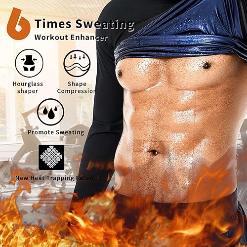 Miniatura 2 de BODYSUNER Sudadera de sauna para hombre, para gimnasio, correr, entrenamiento, ejercicio, moldeador corporal, chaqueta de sauna de manga larga