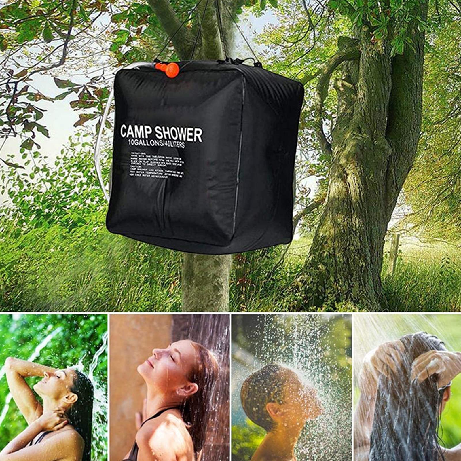 NDNCZDHC Solar Shower Bag, 40L Solar Heating Camping Shower Bag with Shower Pipe, Solar Heated Water Storage Bag for Camping, Swimming, Outdoor