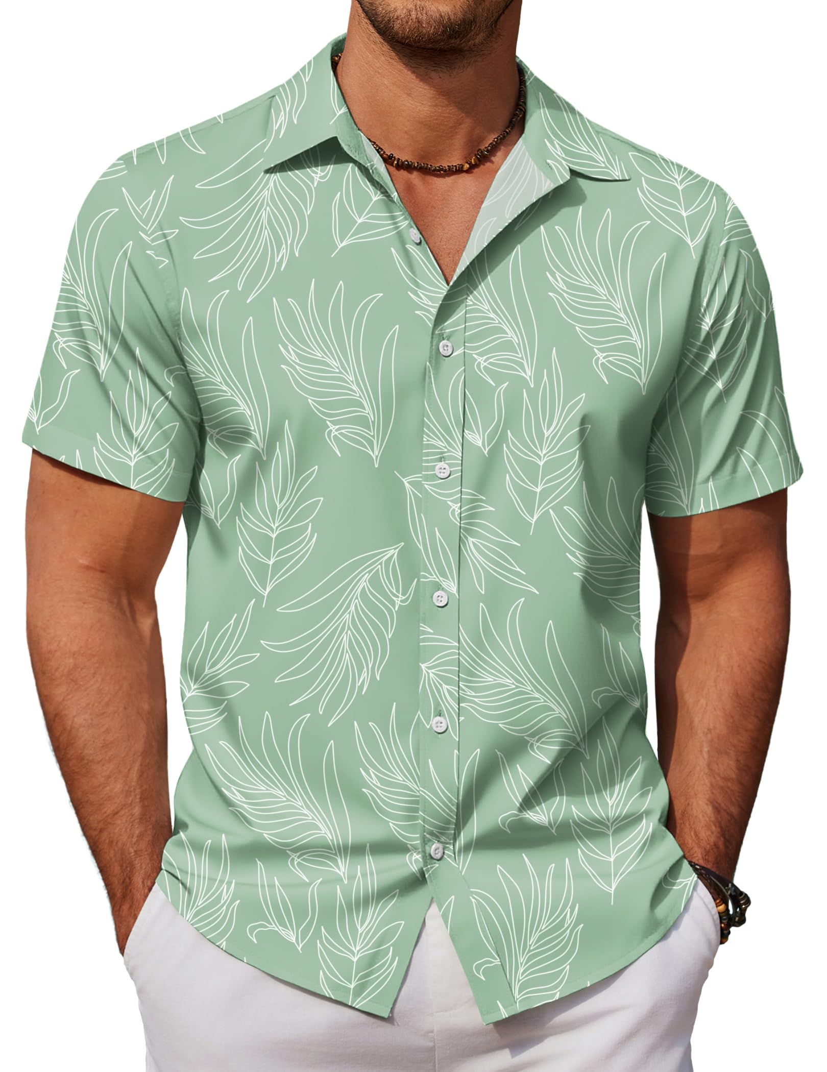 Mens Hawaiian Shirts Short Sleeve Button Down Aloha Shirt Casual Beach Clothes
