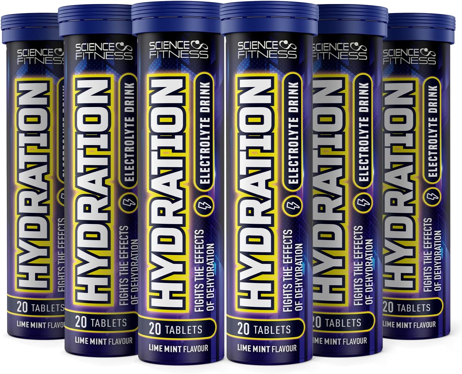 – Hydration Tablets with Electrolytes by Science Fitness| Rehydration Effervescent with Electrolytes & Added Vitamins - 20 Tablets (6 Tubes)