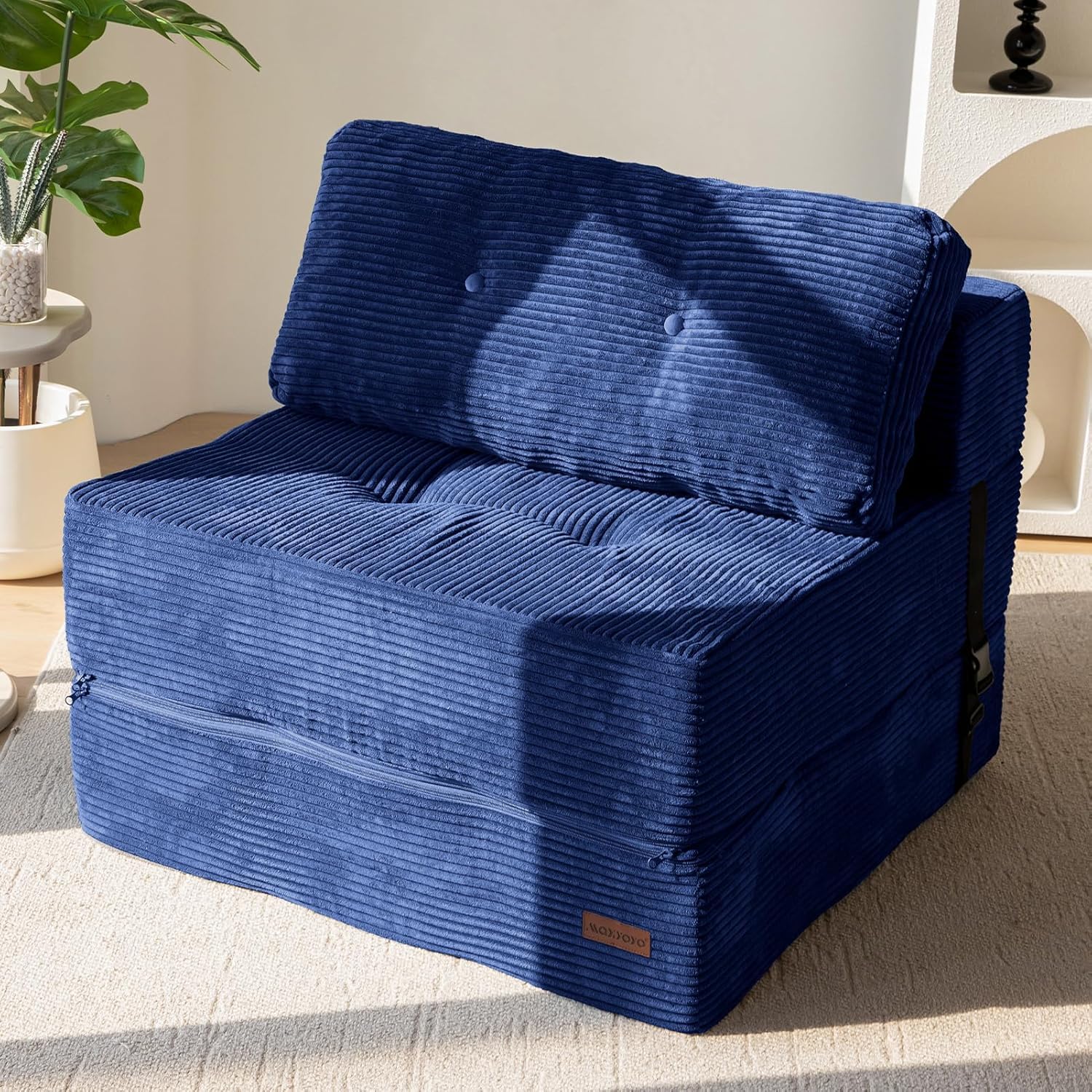 MAXYOYO Folding Sofa Bed, Convertible Sofa Bed with High-Density Support Foam, Portable 4 in 1 Fold Out Chair to Floor Lounger, Versatile Floor Couch for Living Room Bedroom