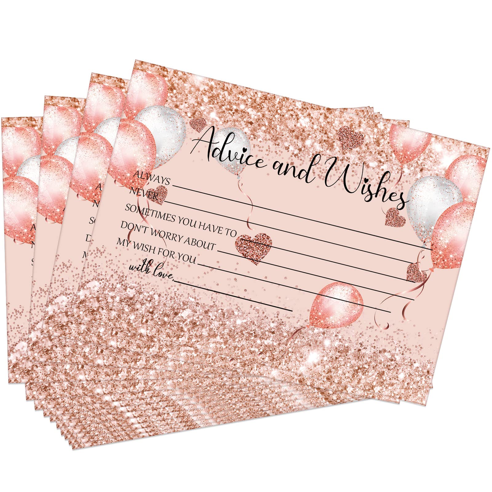 Zonon 50 Pcs Advice and Wishes Cards, Uncoated Wedding Advice Cards Heavyweight Printed Guestbook for The Bride and Groom, Baby Shower, Wedding Shower