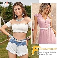 Vista 28 de SUOSDEY Cinturones ajustados occidentales de moda para mujer, cinturón de cuero ajustable para vestidos con hebilla vintage