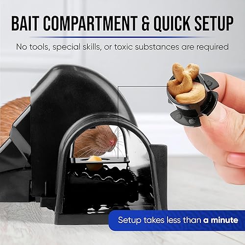 Miniatura 5 de Trampa para túnel de ratas con cierre a presión atrapa roedores reutilizable para uso en interiores y exteriores, trampa segura para ratones sin