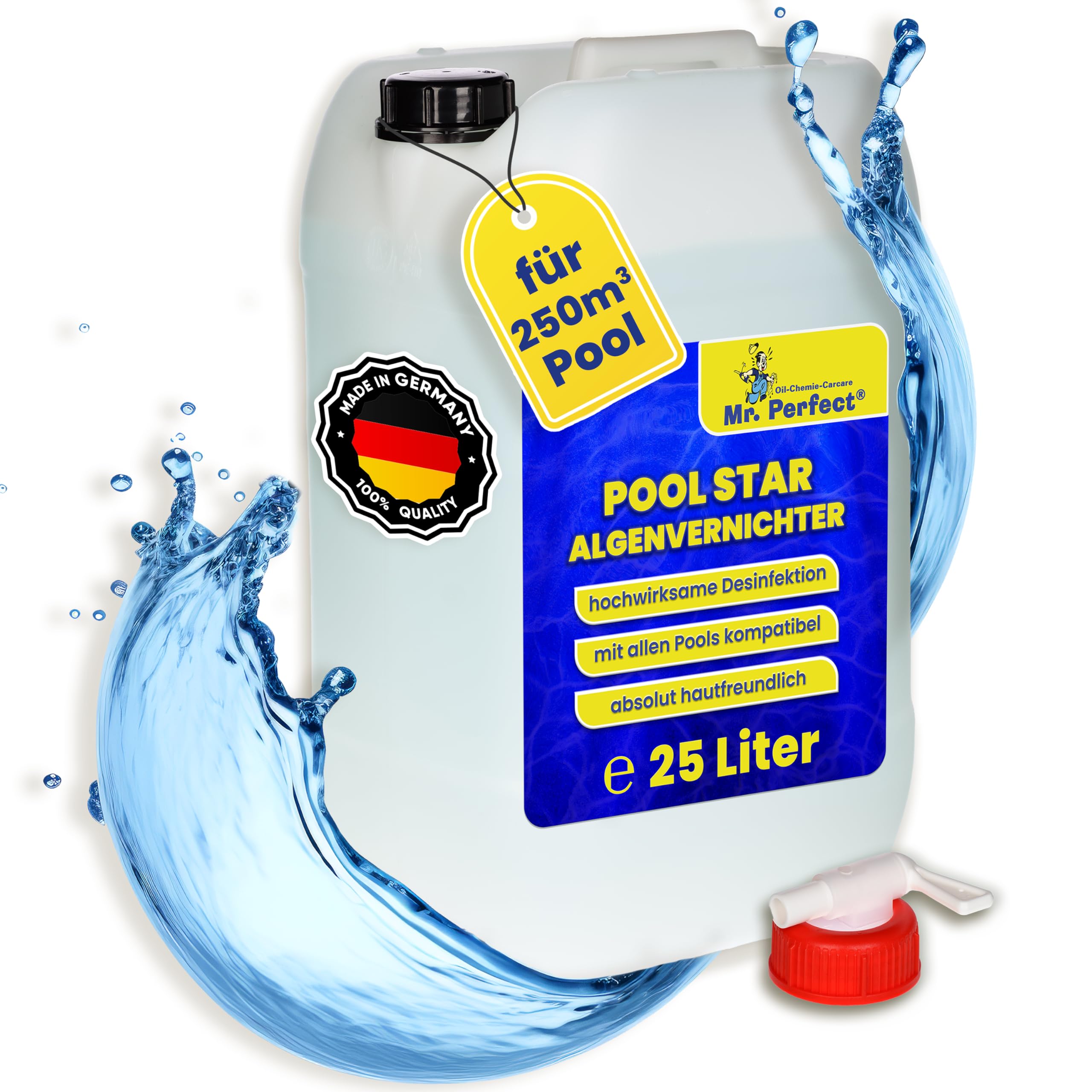 Mr. Perfect® Pool Star Nettoyant Piscine, 25L - Désinfection de Piscine Anti-Algues | Anti-Algues Piscine | Algicide Liquide pour Piscine | Nettoyant Désinfectant Contre Les Algues…