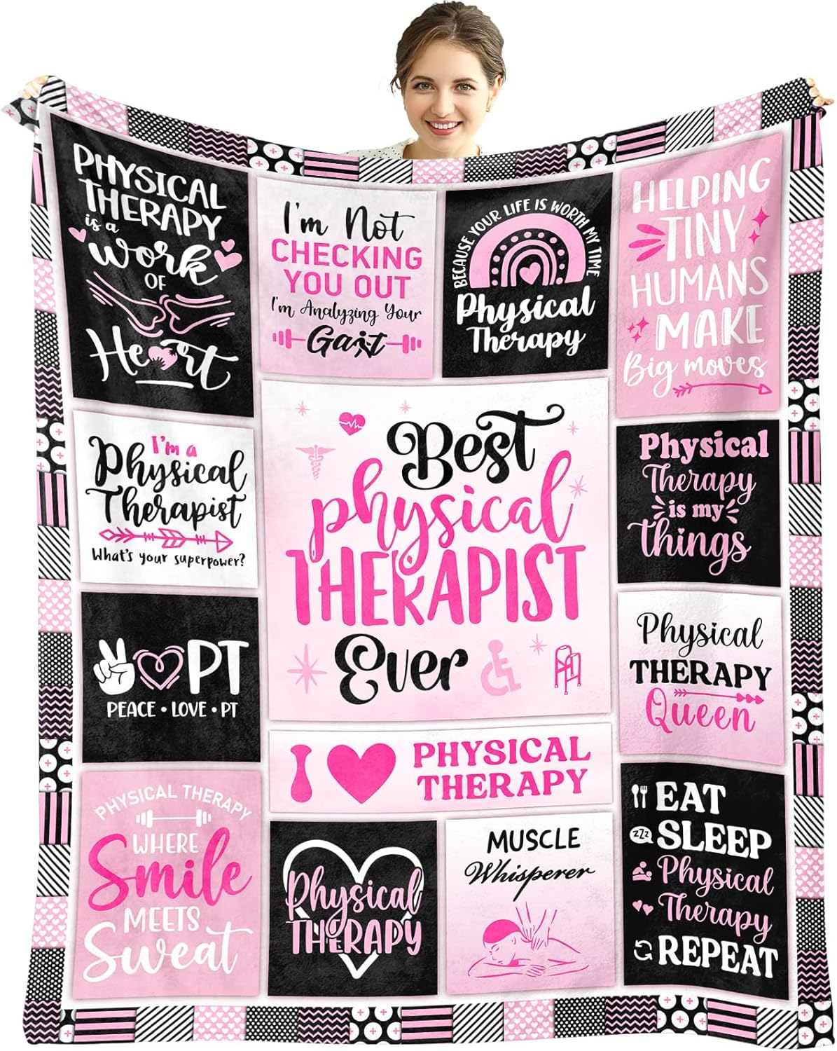 Physical Therapist Blanket 60" x 50" - Therapy Gifts for Female Therapists - PT Month Gifts for Women