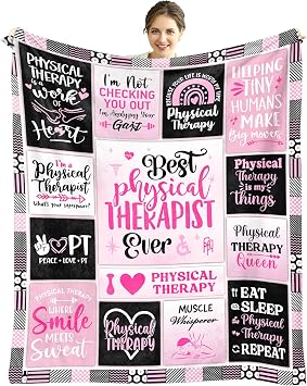 Physical Therapist Blanket 60" x 50" - Therapy Gifts for Female Therapists - PT Month Gifts for Women