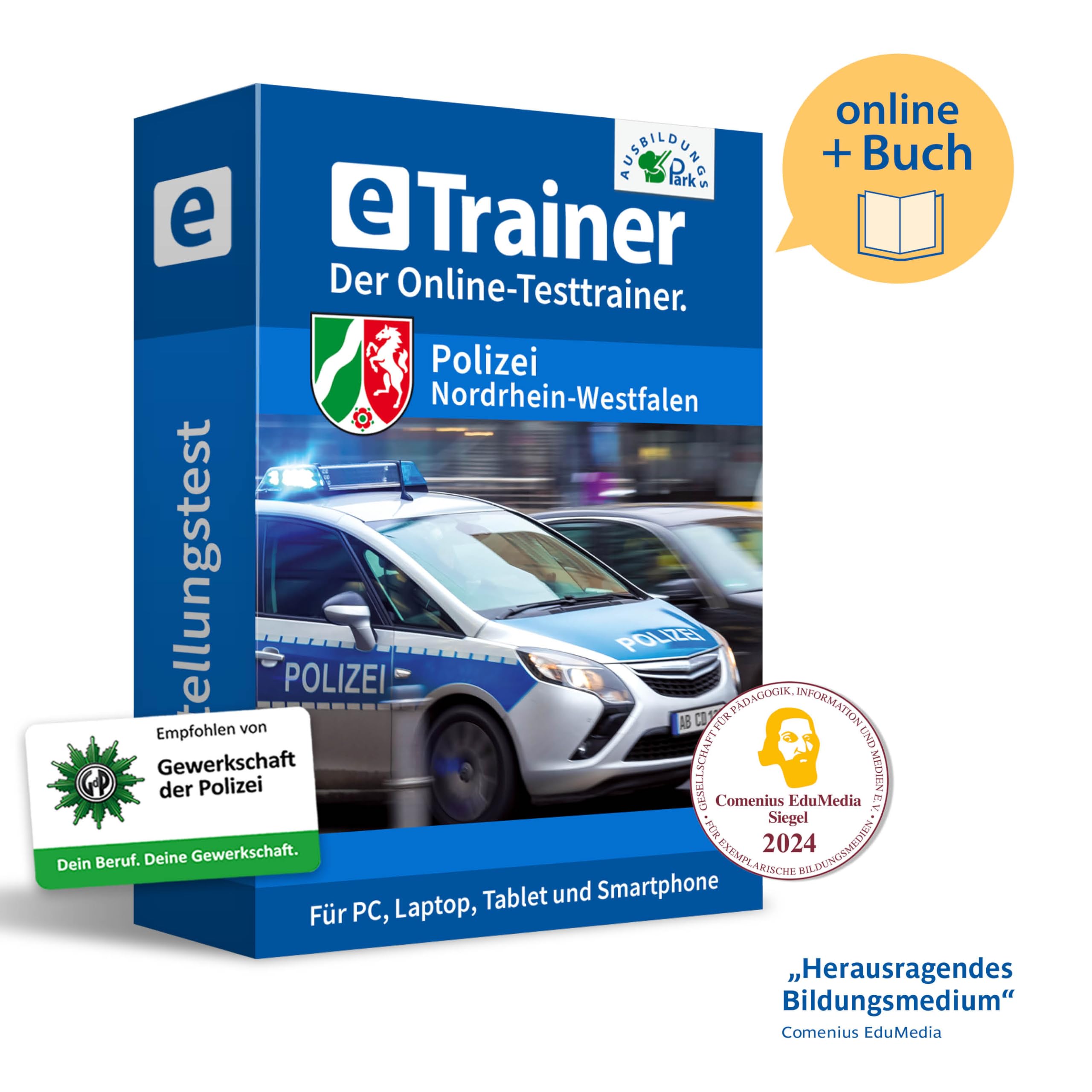 Einstellungstest Polizei Nordrhein-Westfalen Prüfungspaket | Online-Trainer mit Logik-Buch | Aufgaben mit Antworten und Lösungswegen | Auswahlverfahren erfolgreich bestehen | Deutsch, Mathe, Logik …