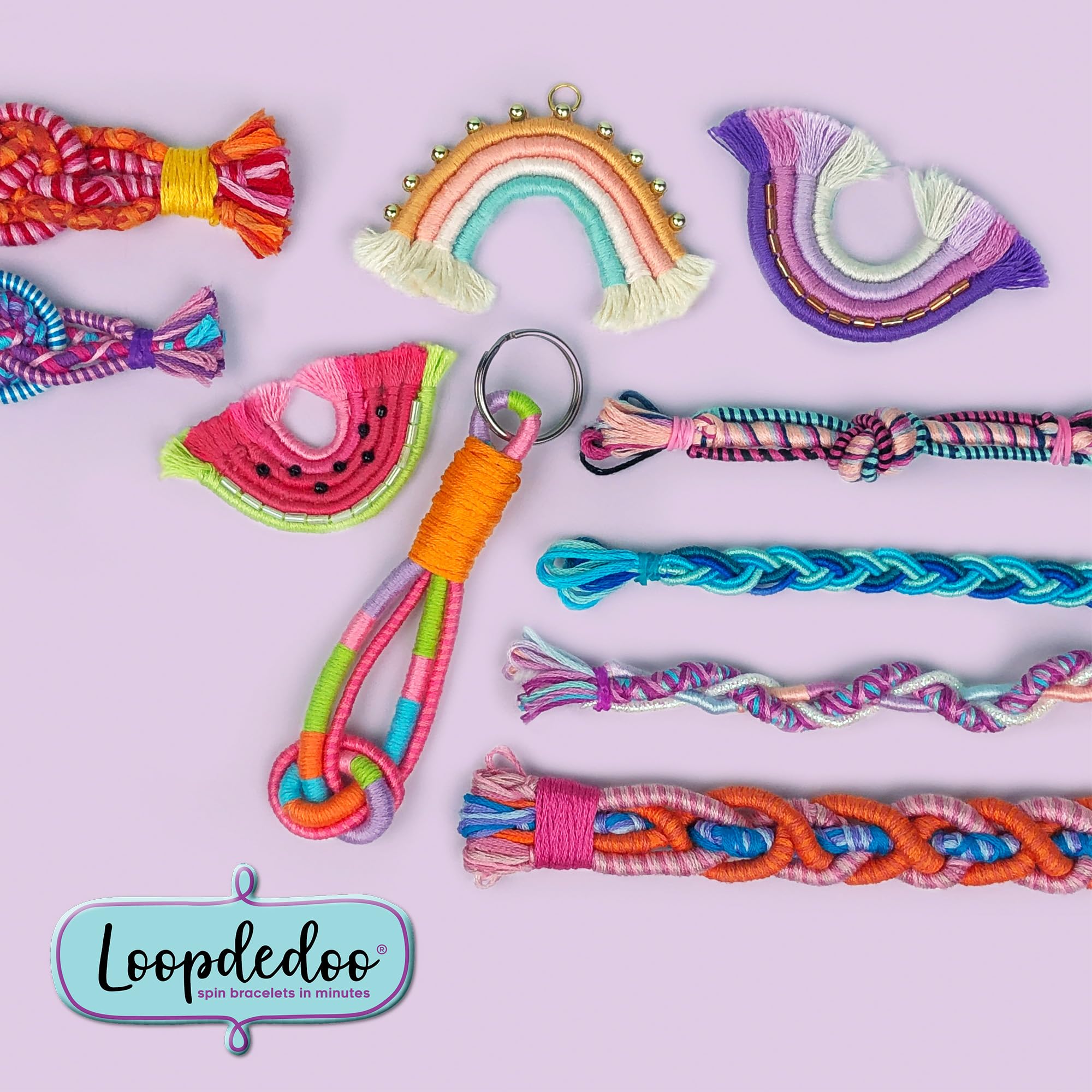Goliath - LOOPDEDOO – Kit de Bracelets d'Amitié DIY pour Enfants dès 8 ans - Métier à Tisser Rotatif Facile et Fun - 12 Fils 100% Coton Inclus - Activité Créative Filles & Garçons - Idée Cadeau